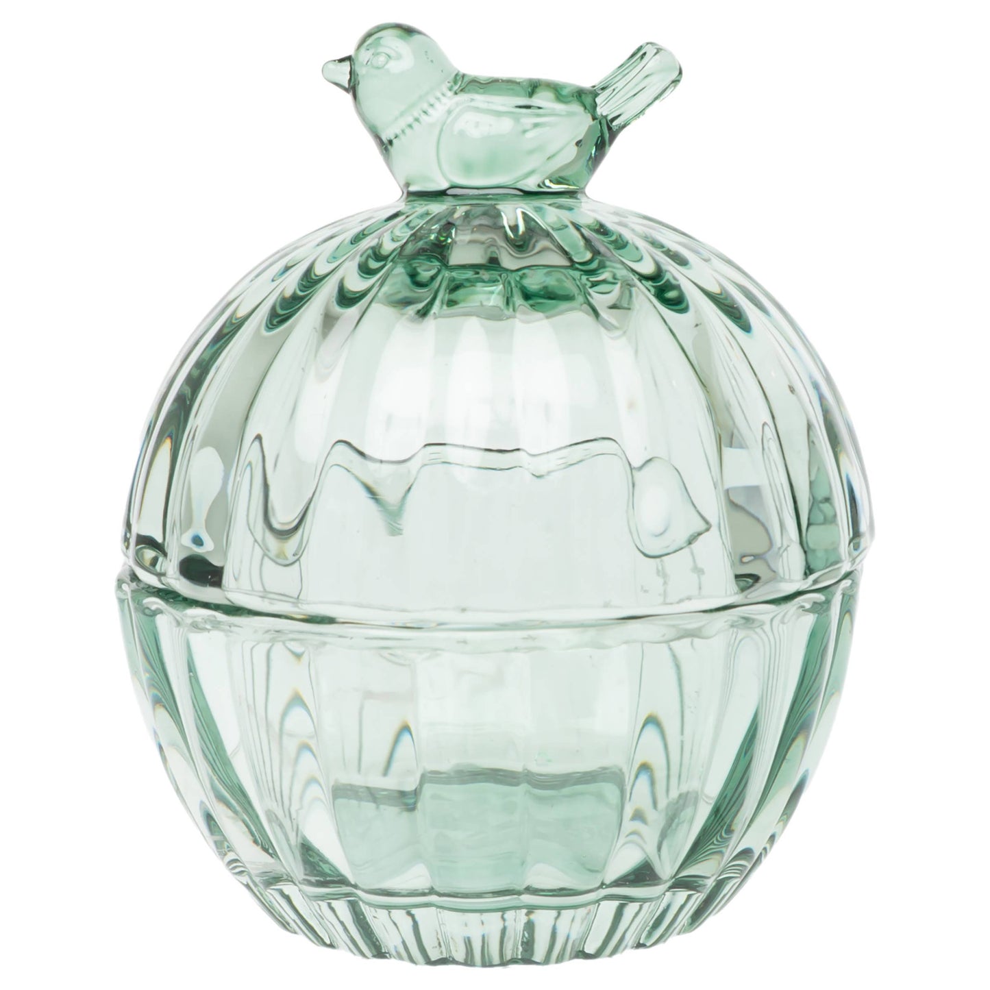 Tall Bird Glass Covered Dish