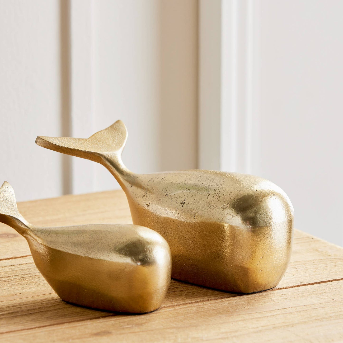 Moby Whale Sculptures Set of 2, Gold