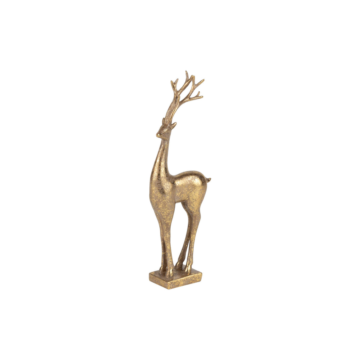 A01528:Antique gold finish resin reindeer TP, 9 in