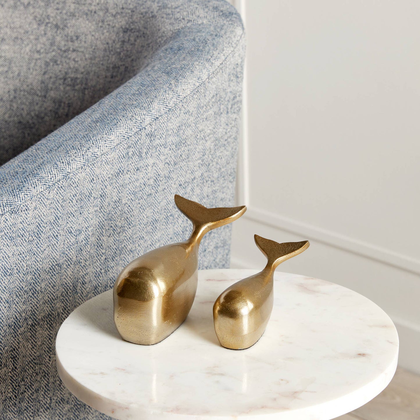 Moby Whale Sculptures Set of 2, Gold