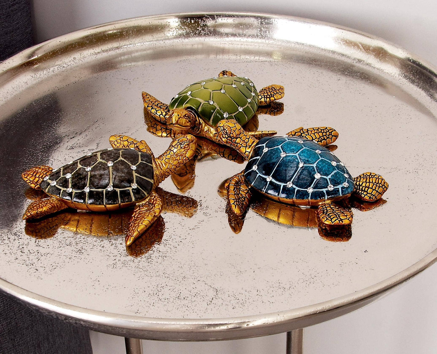 A-69393: POLYSTONE TURTLE 3 ASSORTED 5"W, 1"H