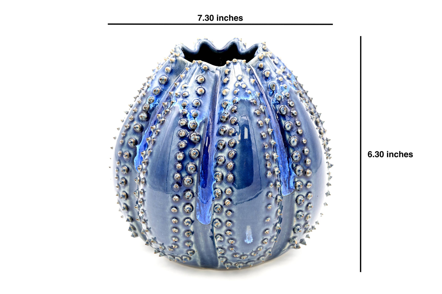 Vase Sea Urchin Medium Vase with Blue Effect