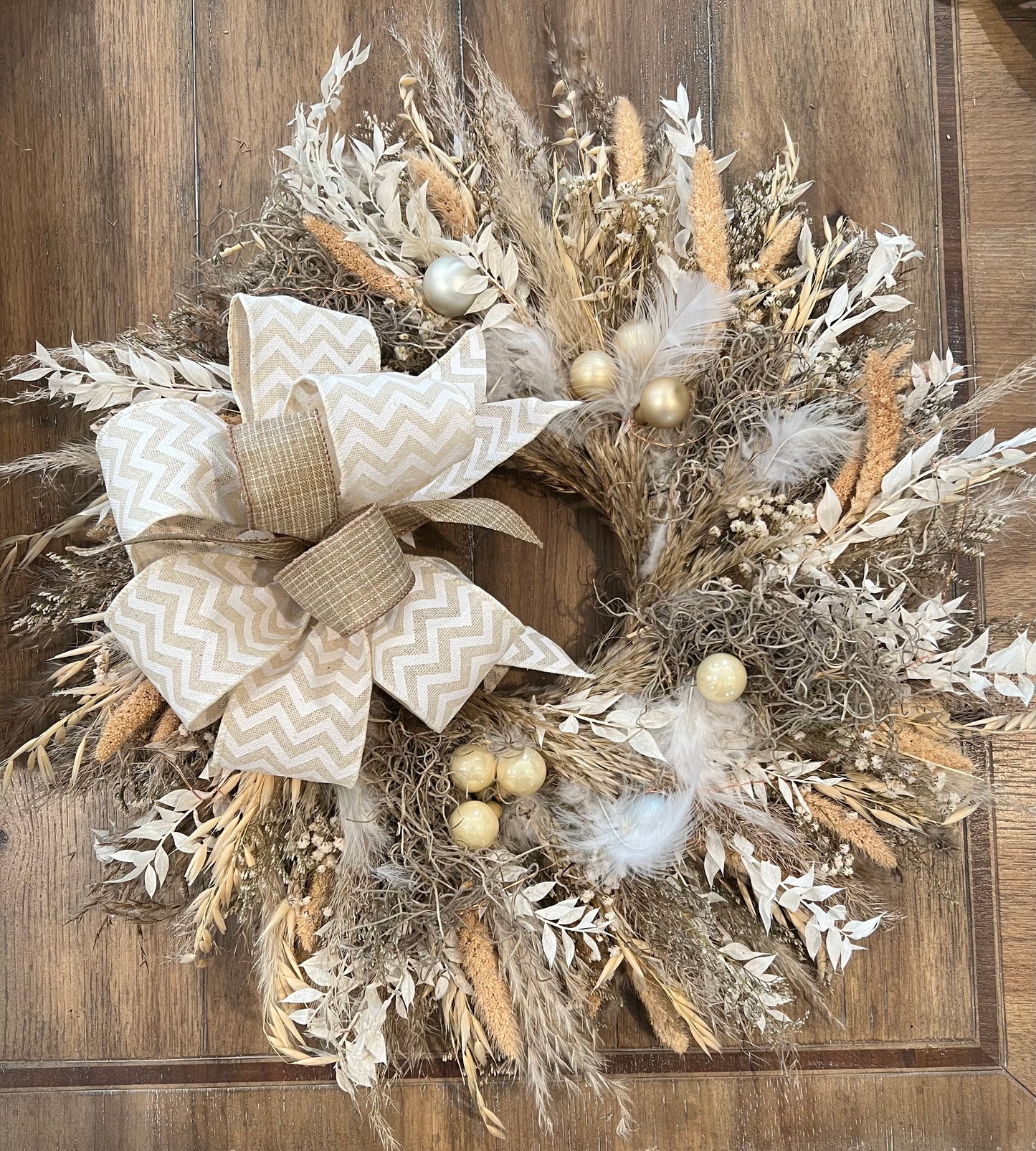 Natural Boho Wreath with LED Lights