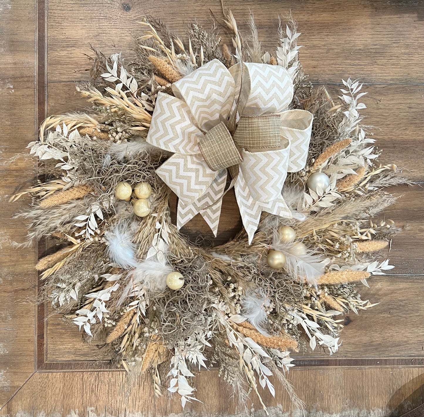 Natural Boho Wreath with LED Lights