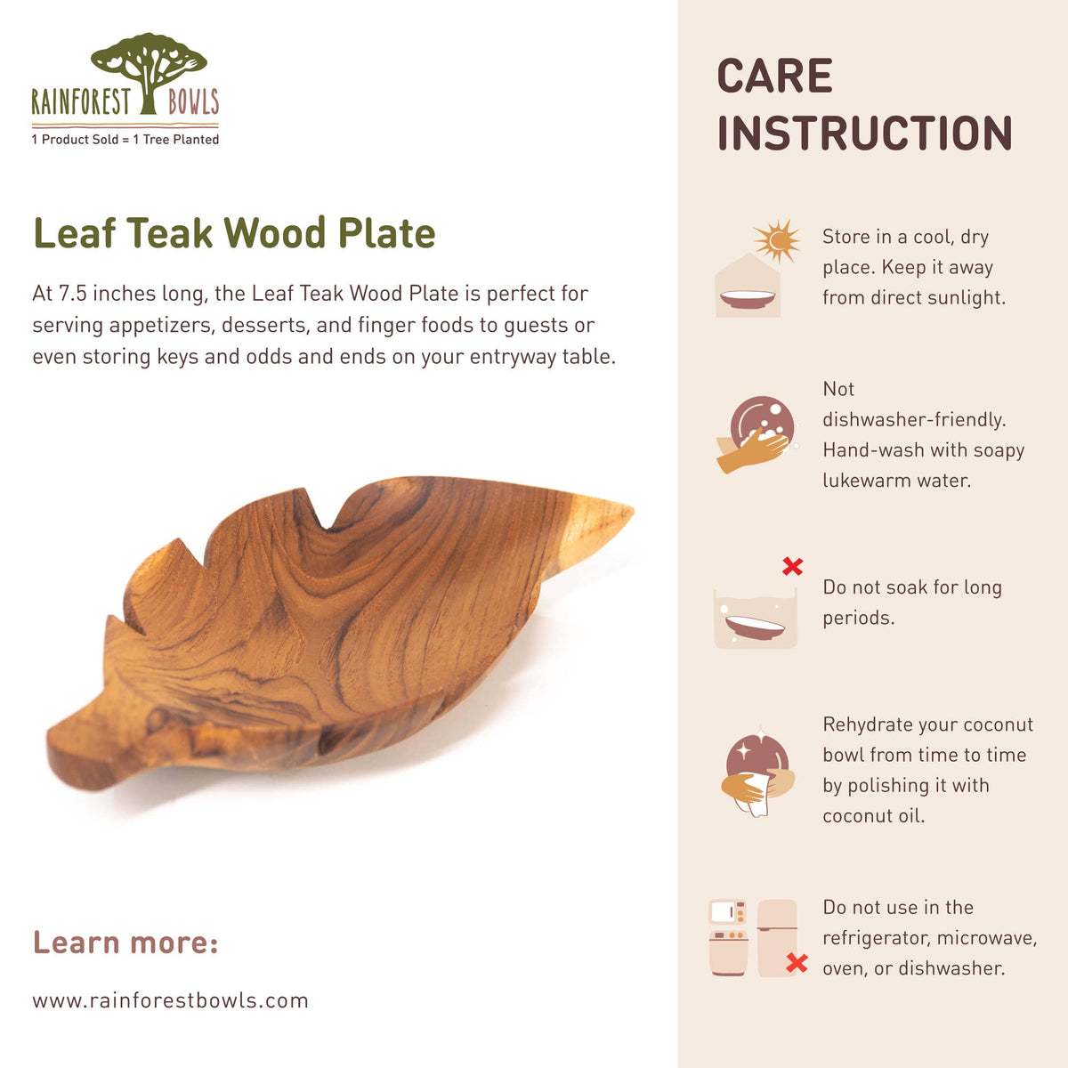 Leaf Teak Wood Plate