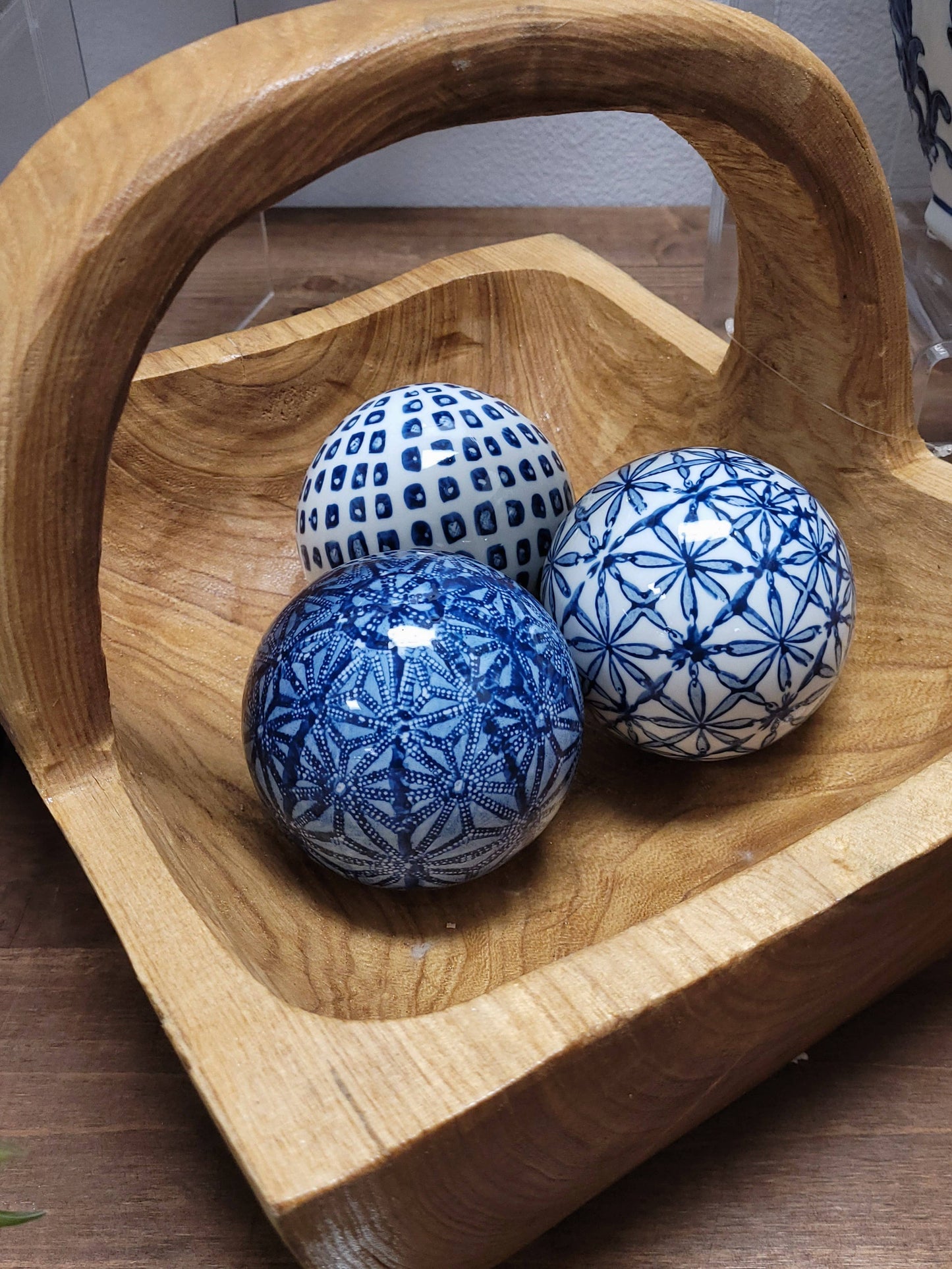 Ceramic Chinoiserie Vase Filler Ball Home Decor (Set of 3)
