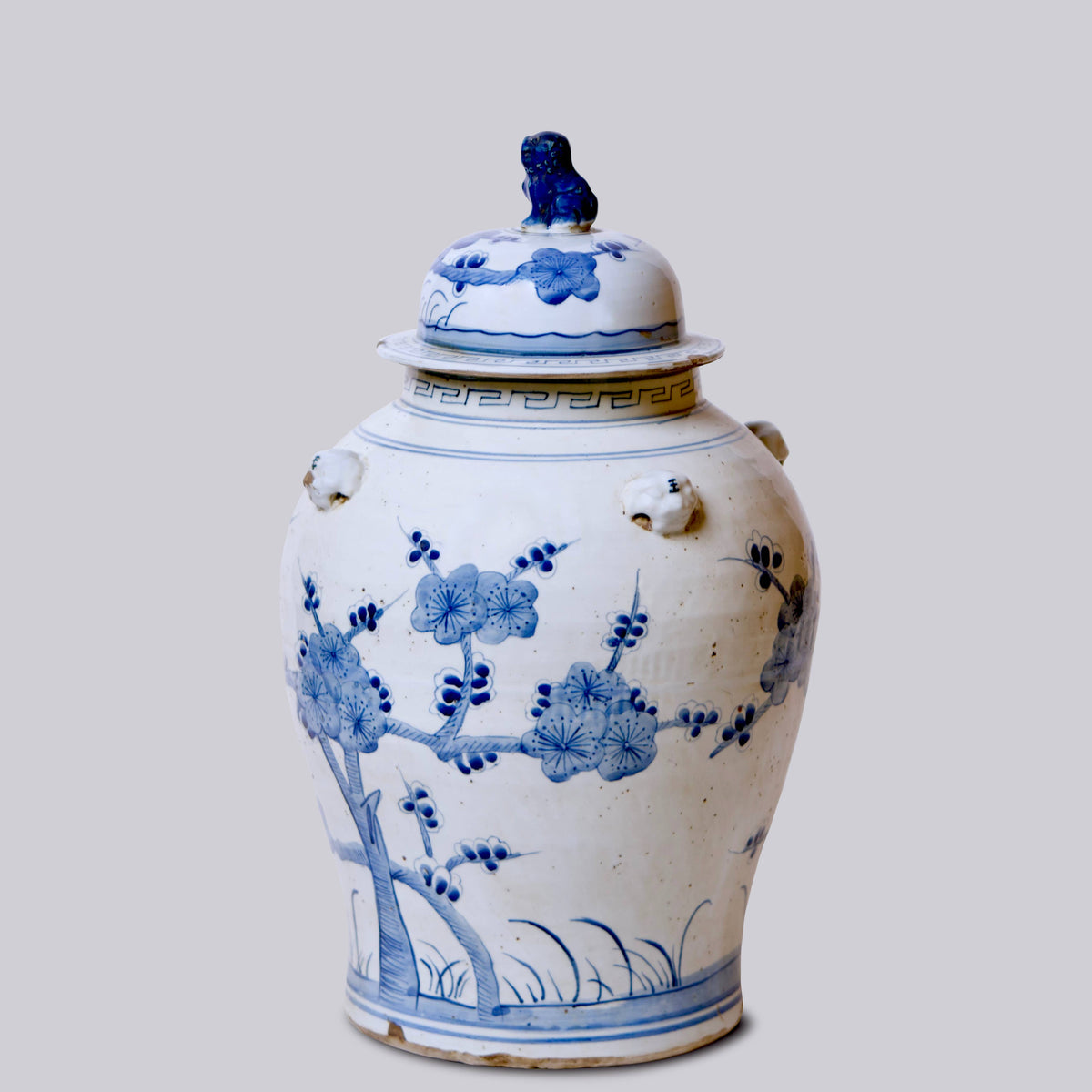 Blossoms Blue and White Porcelain Temple Jar