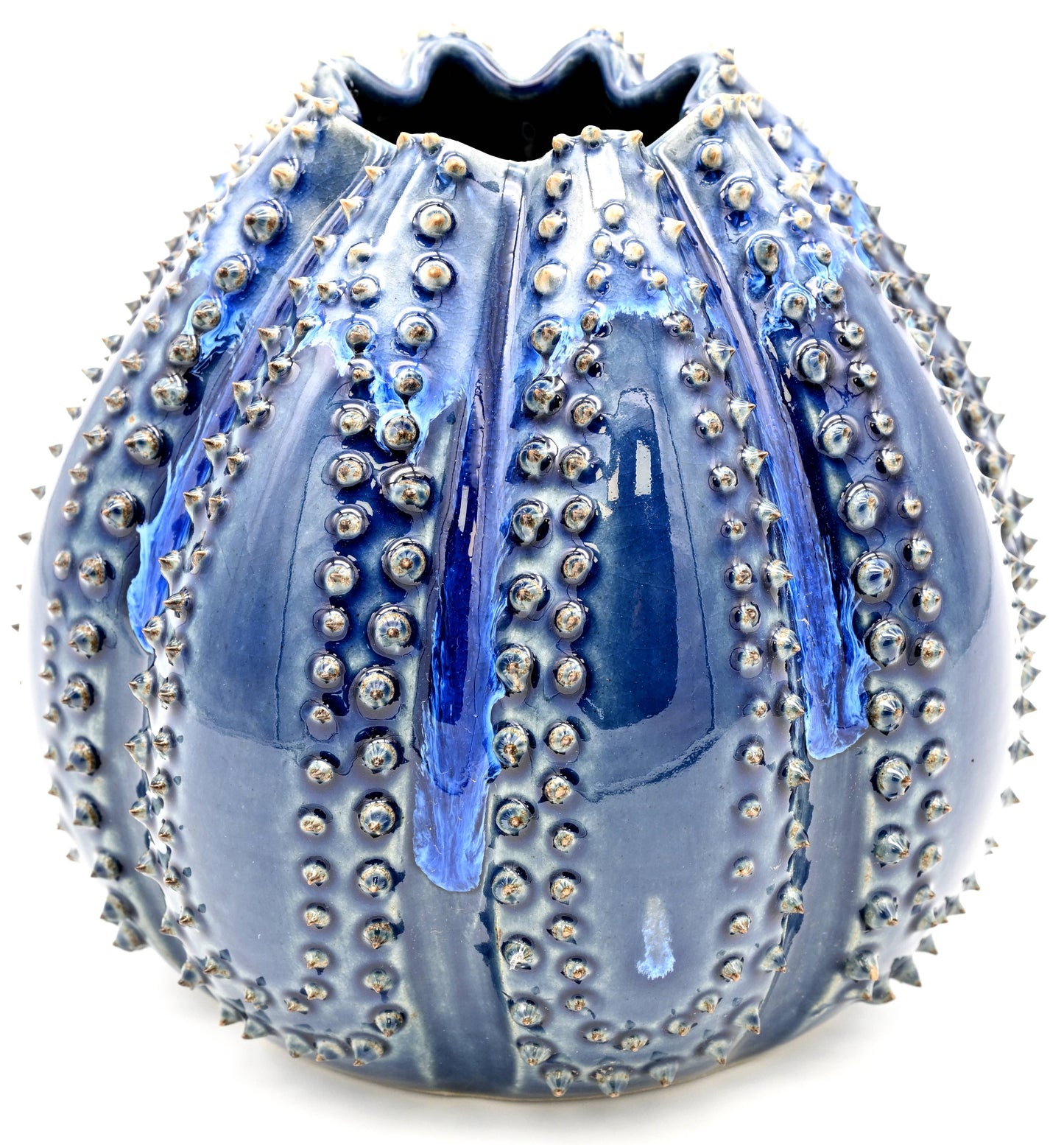 Vase Sea Urchin Medium Vase with Blue Effect