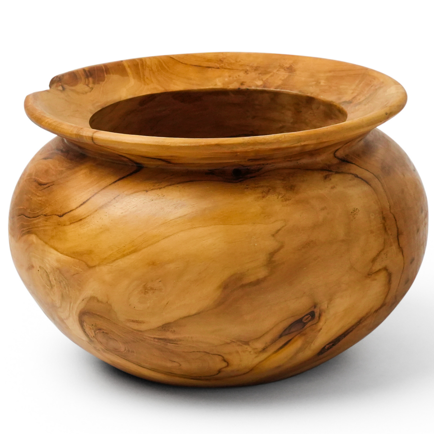 6-Inch Wide Rim Round Teak Root Vase