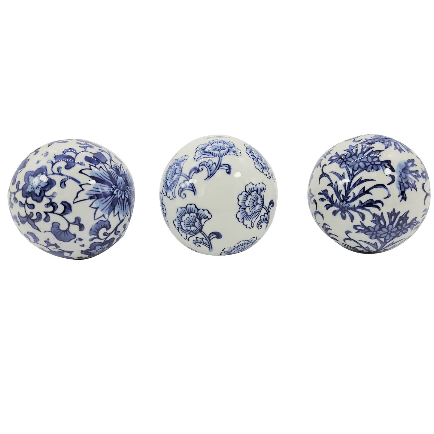 Ceramic Chinoiserie Vase Filler Ball Home Decor (Set of 3)