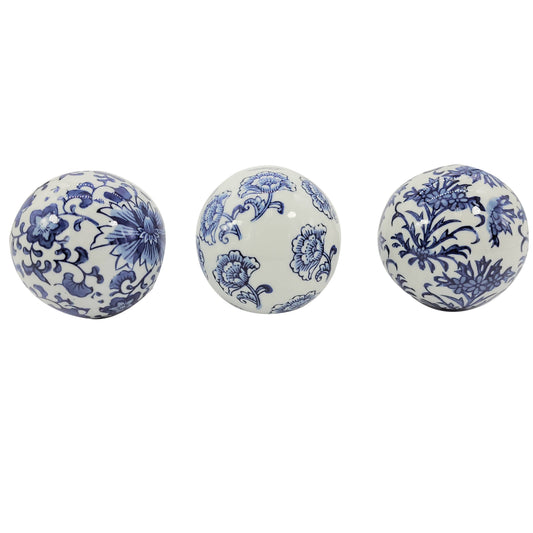 Ceramic Chinoiserie Vase Filler Ball Home Decor (Set of 3)