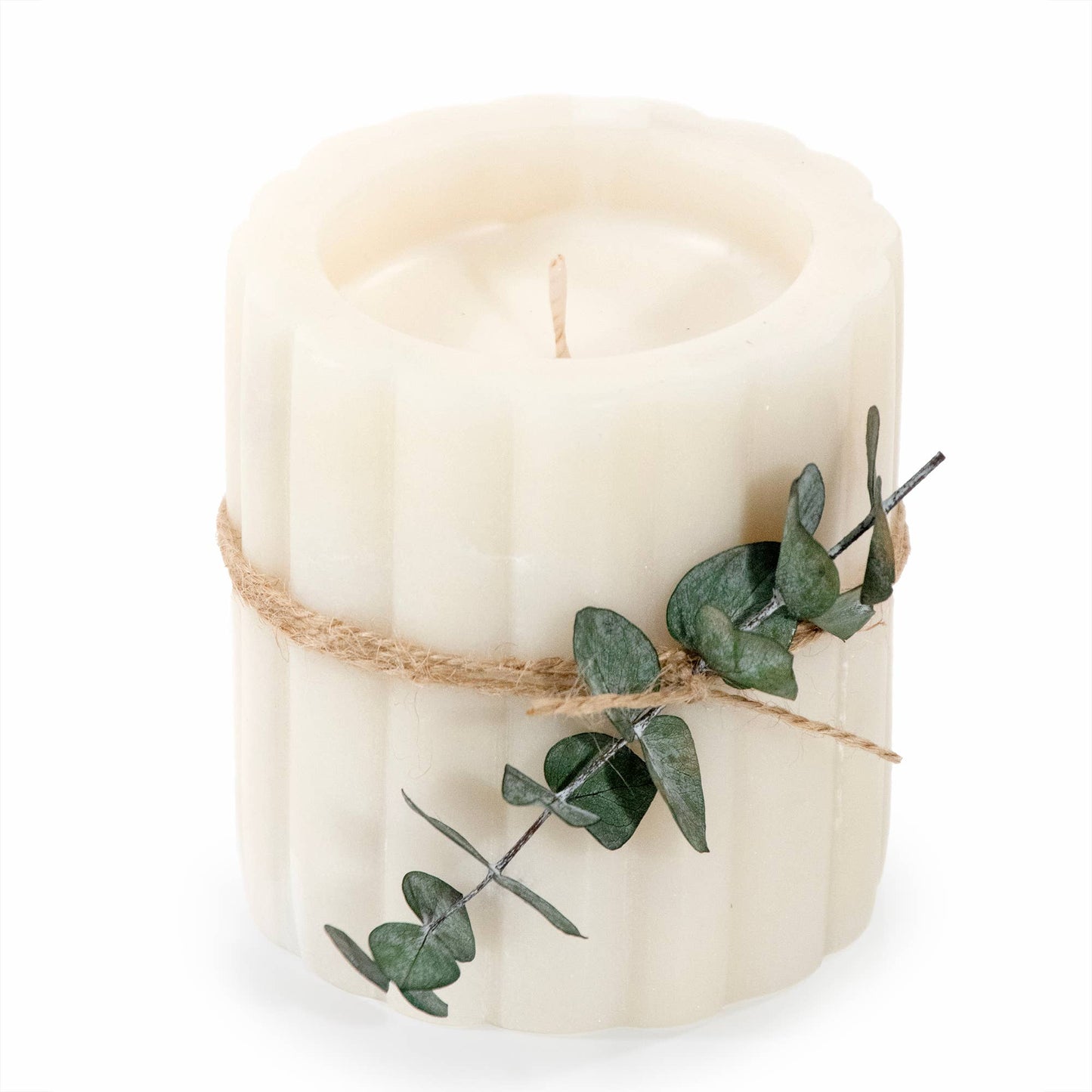 Palo Santo Scented White Marble Candle with Ridges