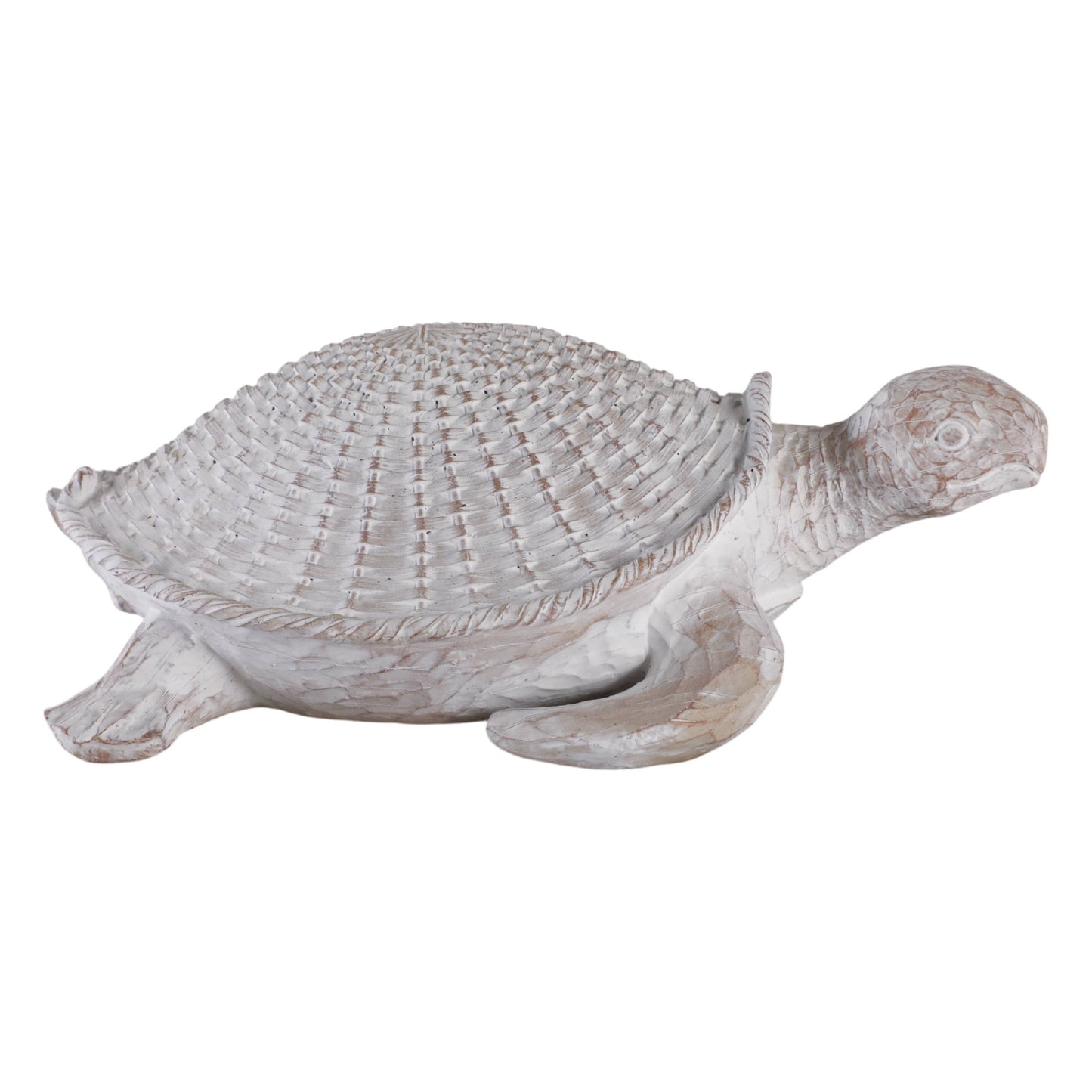 Decorative Figurine - White Resin Coastal Sea Turtle, 5 in.