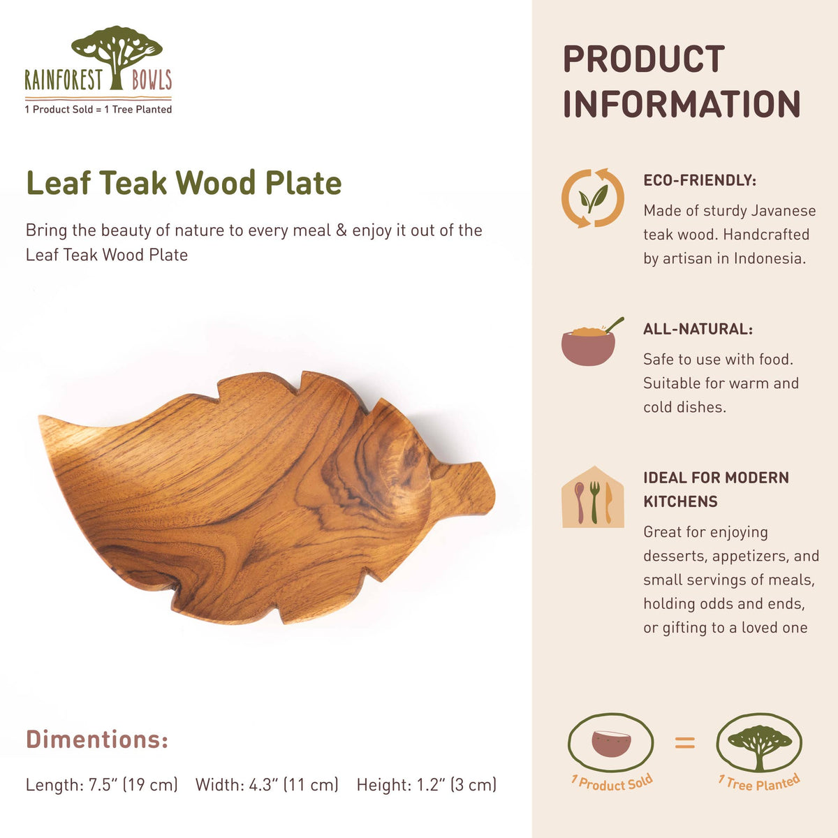 Leaf Teak Wood Plate
