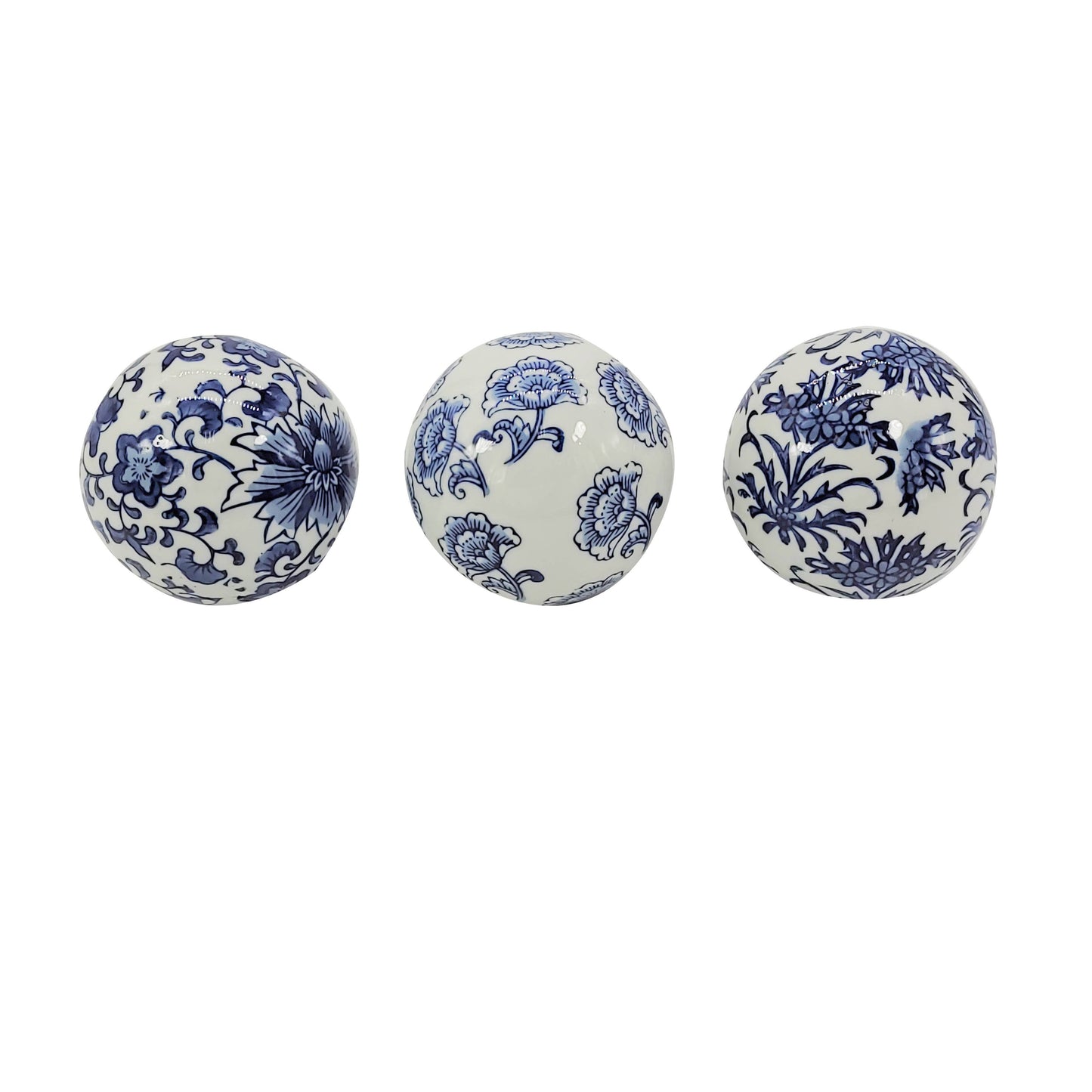Ceramic Chinoiserie Vase Filler Ball Home Decor (Set of 3)
