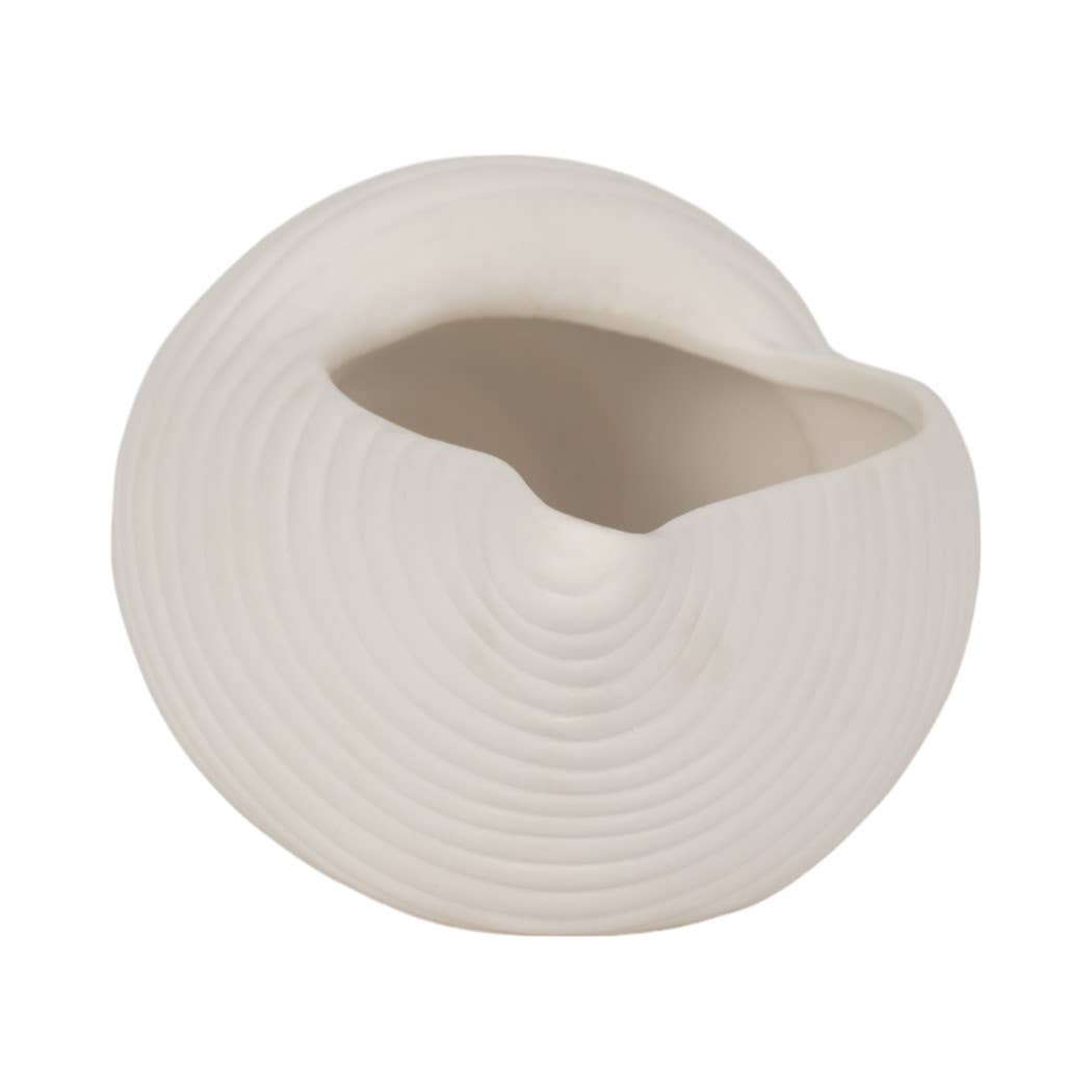 Decorative Figurine- White Ceramic Coastal Conch Shell, 9 in