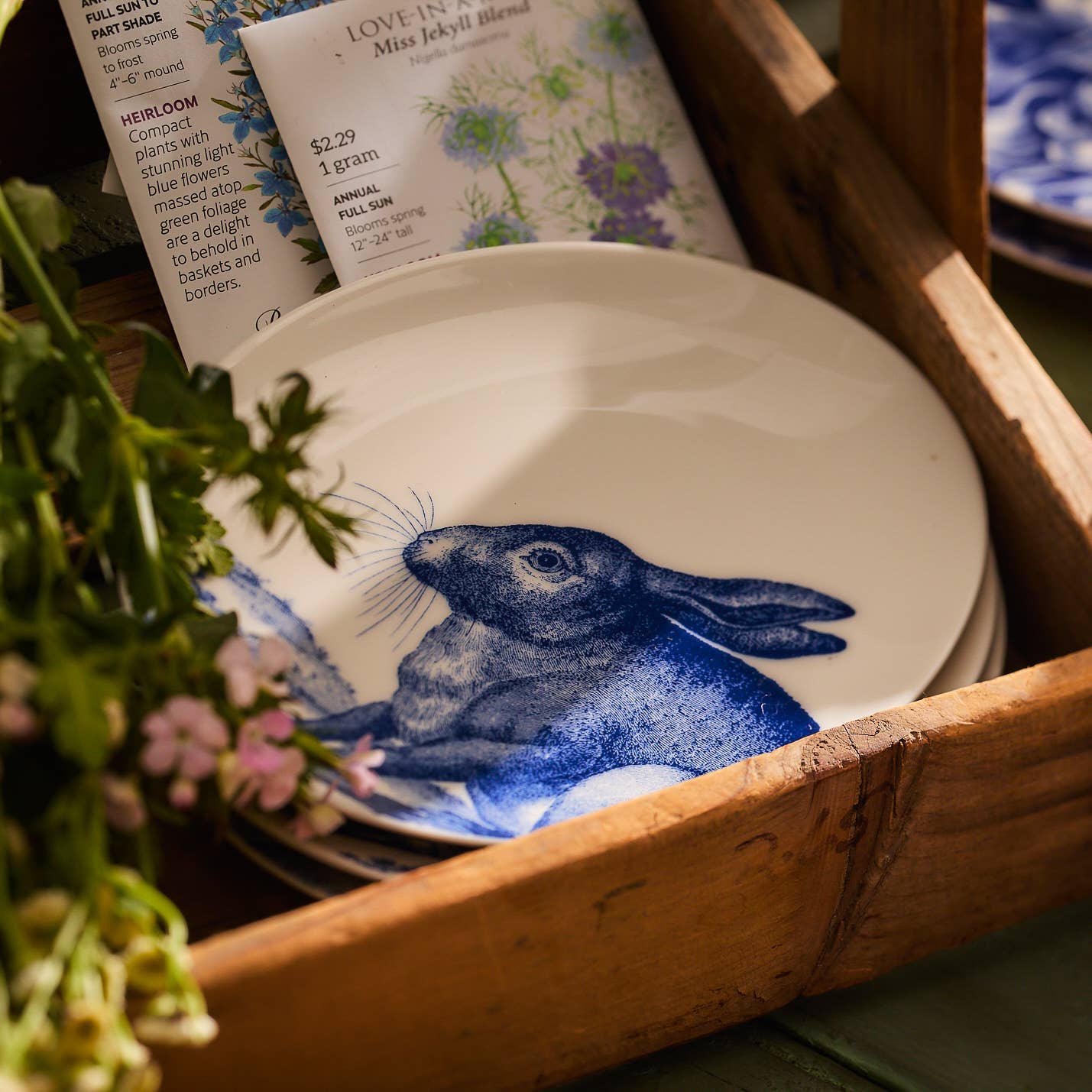 Blue Bunnies Small Plates, Set of 4