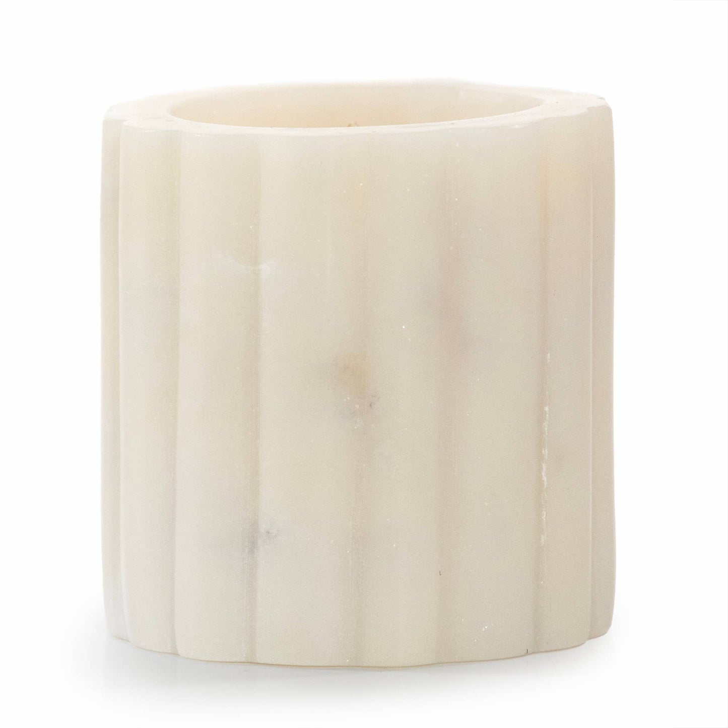 Palo Santo Scented White Marble Candle with Ridges