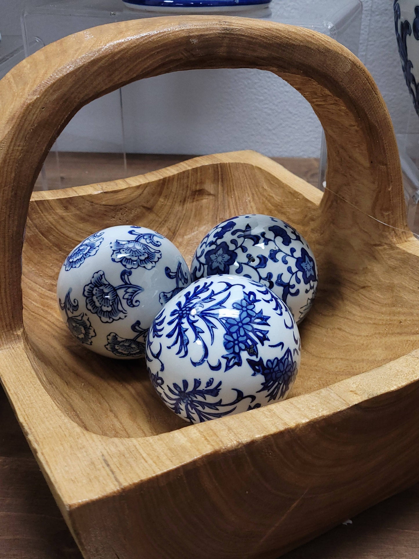 Ceramic Chinoiserie Vase Filler Ball Home Decor (Set of 3)