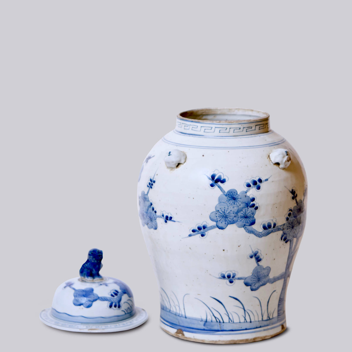 Blossoms Blue and White Porcelain Temple Jar