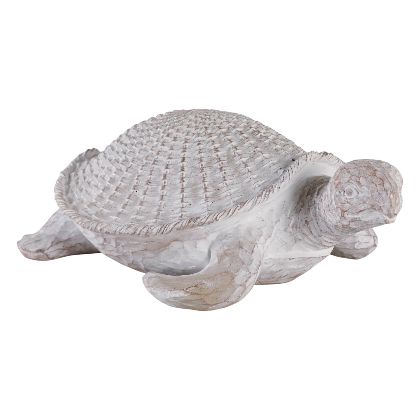 Decorative Figurine - White Resin Coastal Sea Turtle, 5 in.