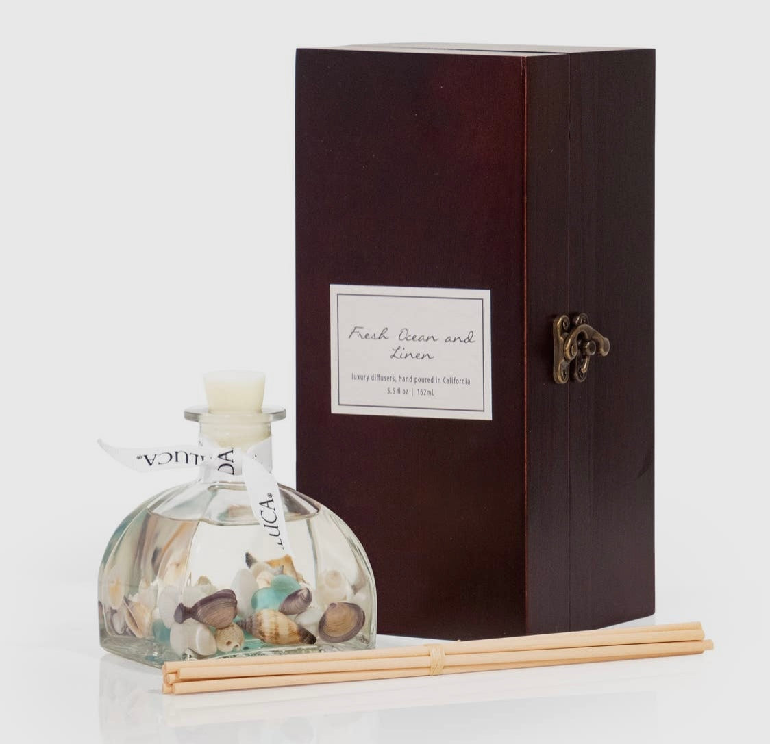 Fresh Ocean & Linen Reed Diffuser in Elegant Wood Box