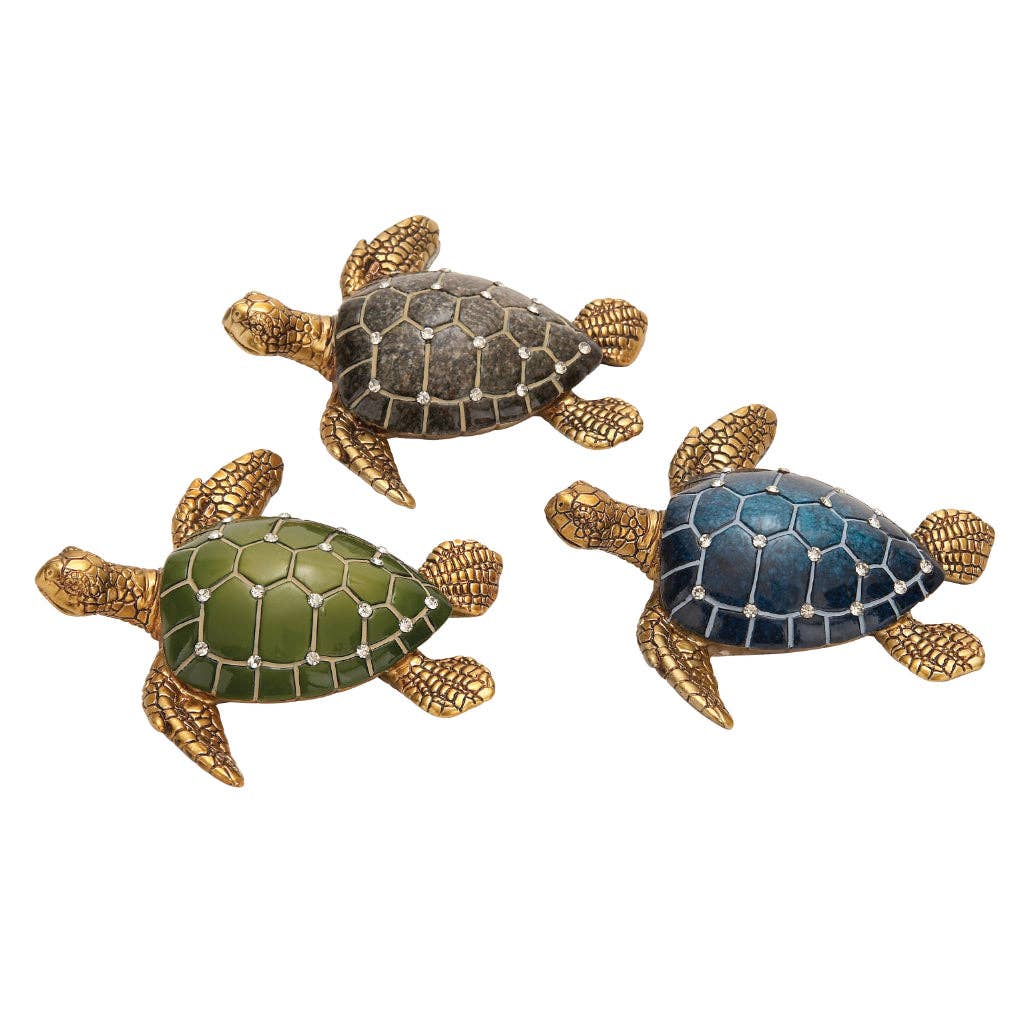 A-69393: POLYSTONE TURTLE 3 ASSORTED 5"W, 1"H