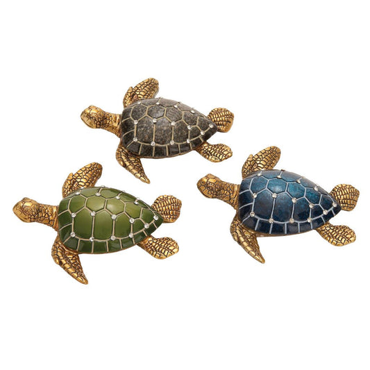 A-69393: POLYSTONE TURTLE 3 ASSORTED 5"W, 1"H