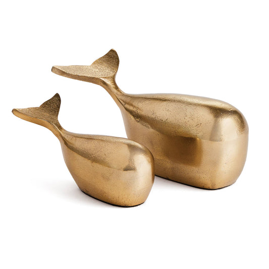Moby Whale Sculptures Set of 2, Gold