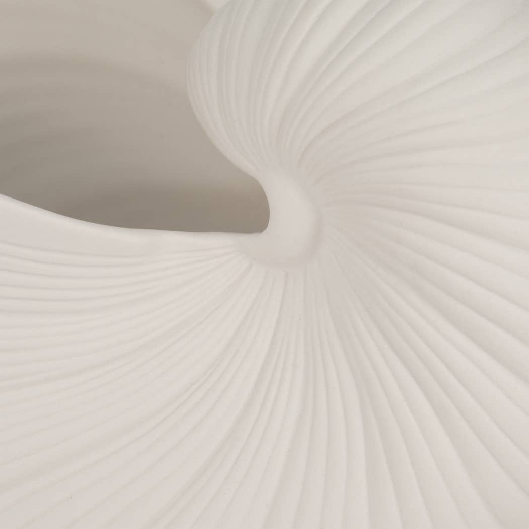 Decorative Figurine - White Ceramic Nautilus Shell, 10 in.