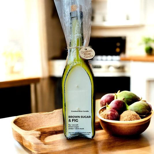 Brown Sugar & Fig | 18oz Wine Bottle Candle | Cotton Wicks