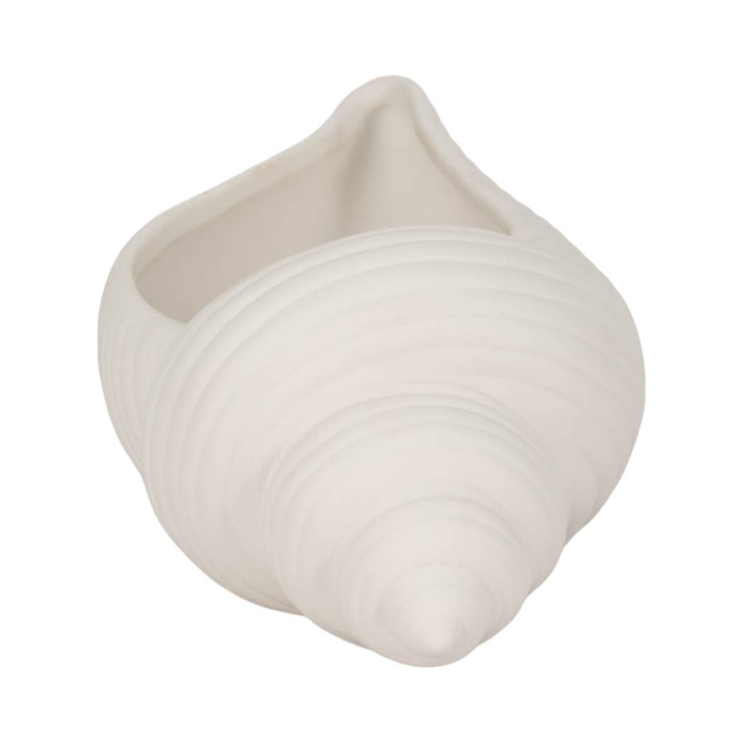 Decorative Figurine- White Ceramic Coastal Conch Shell, 9 in