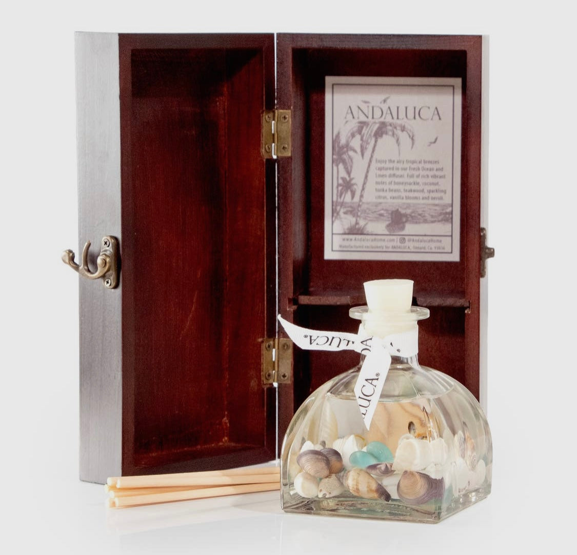 Fresh Ocean & Linen Reed Diffuser in Elegant Wood Box