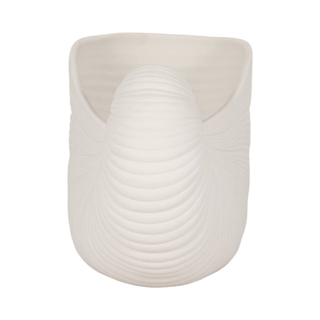 Decorative Figurine - White Ceramic Nautilus Shell, 10 in.