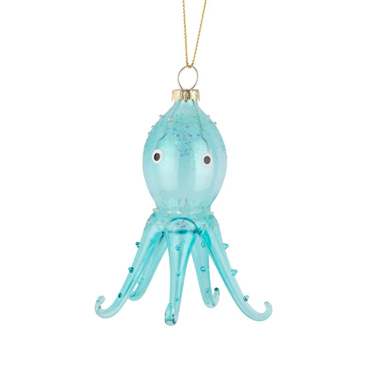 A63381:Glass octopus ornament, 4 in
