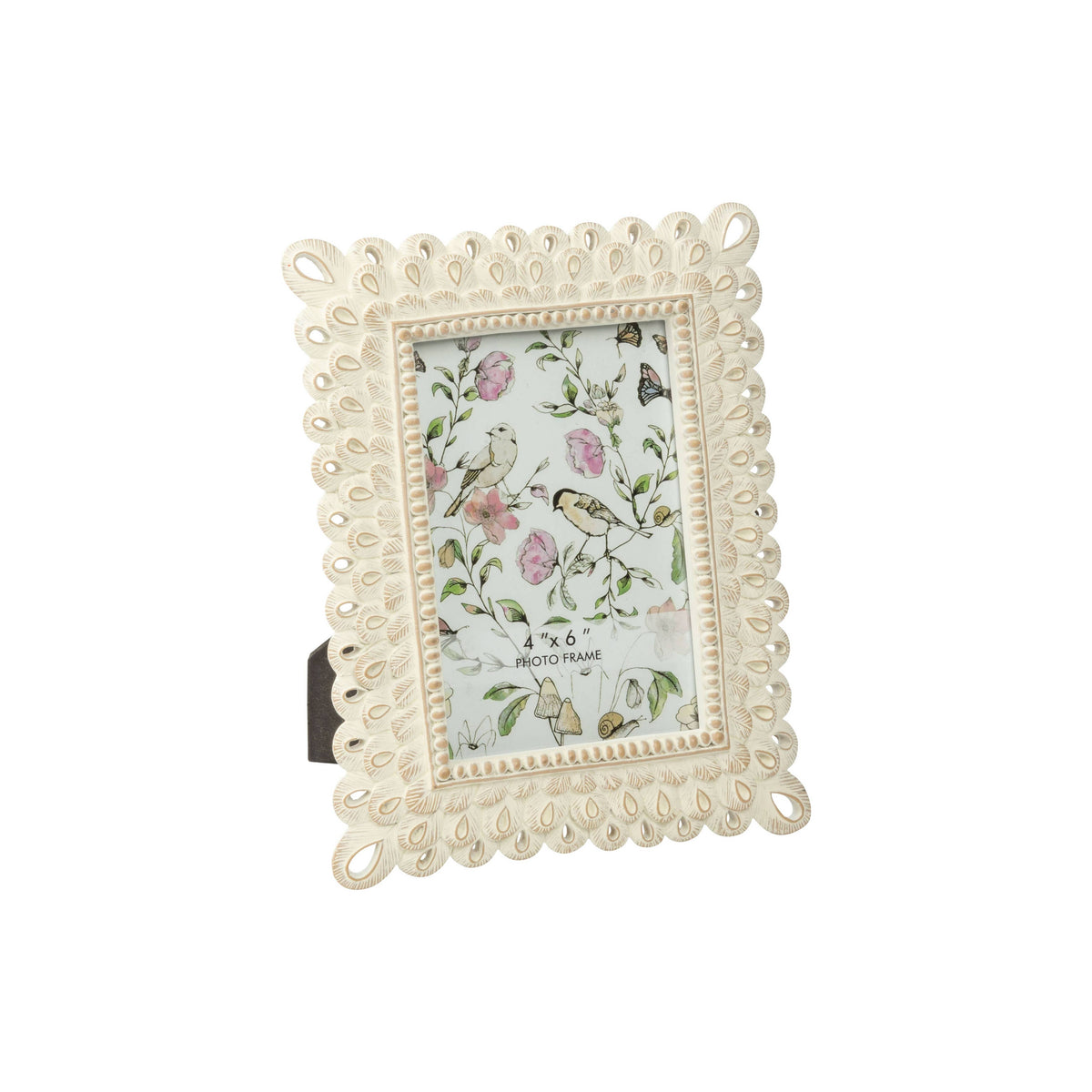 Frame - Loop pattern antique white resin frame, 4x6 in