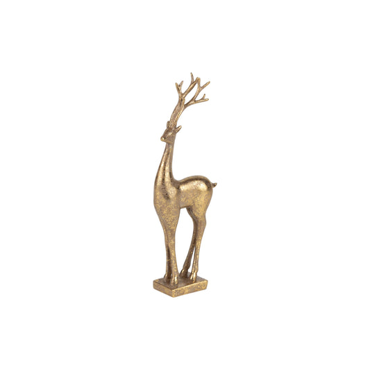 A01528:Antique gold finish resin reindeer TP, 9 in