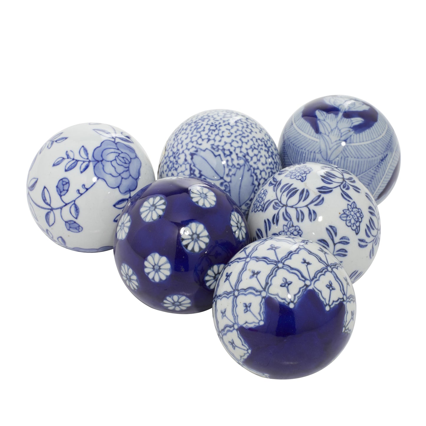 A-82520: CERAMIC BLUE BALL SET OF 6 3"D