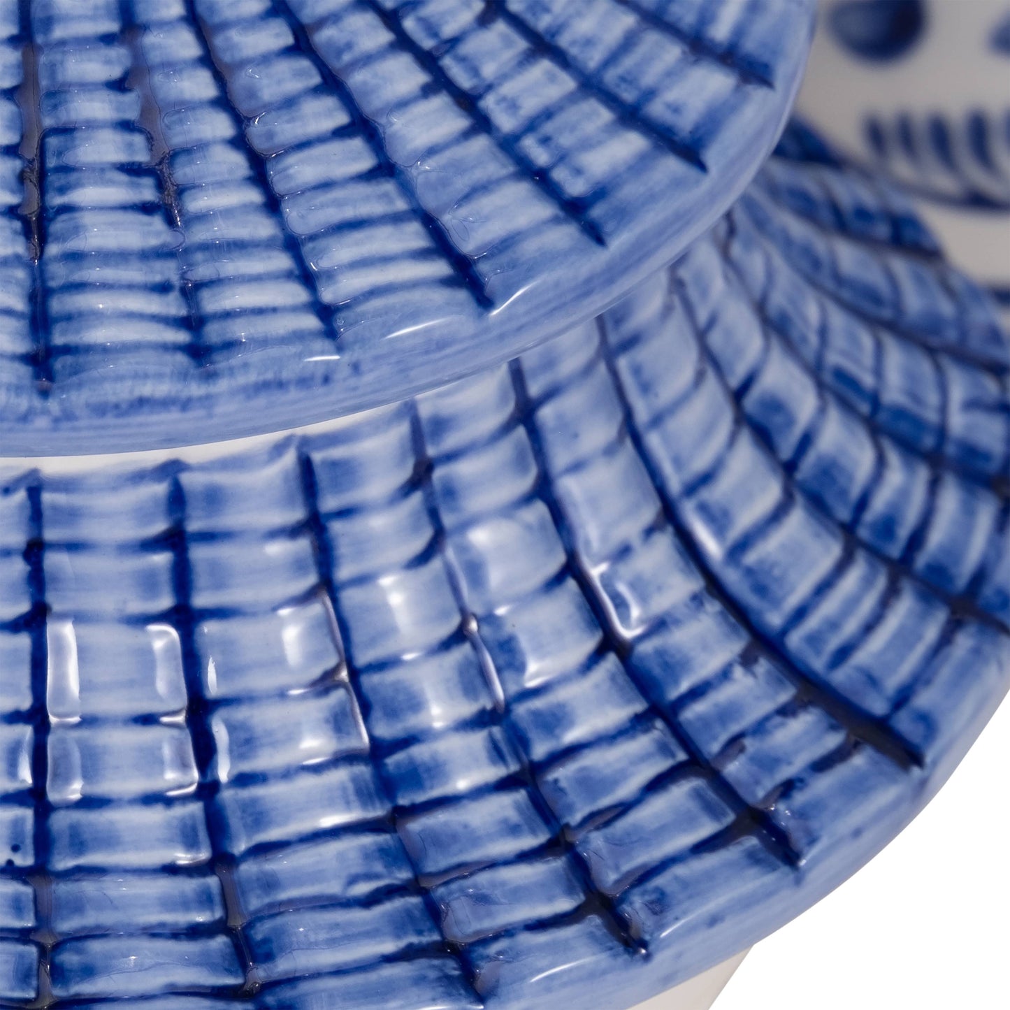 Candle - Blue Ceramic Plumeria Chinoiserie Pagoda, 9 Oz