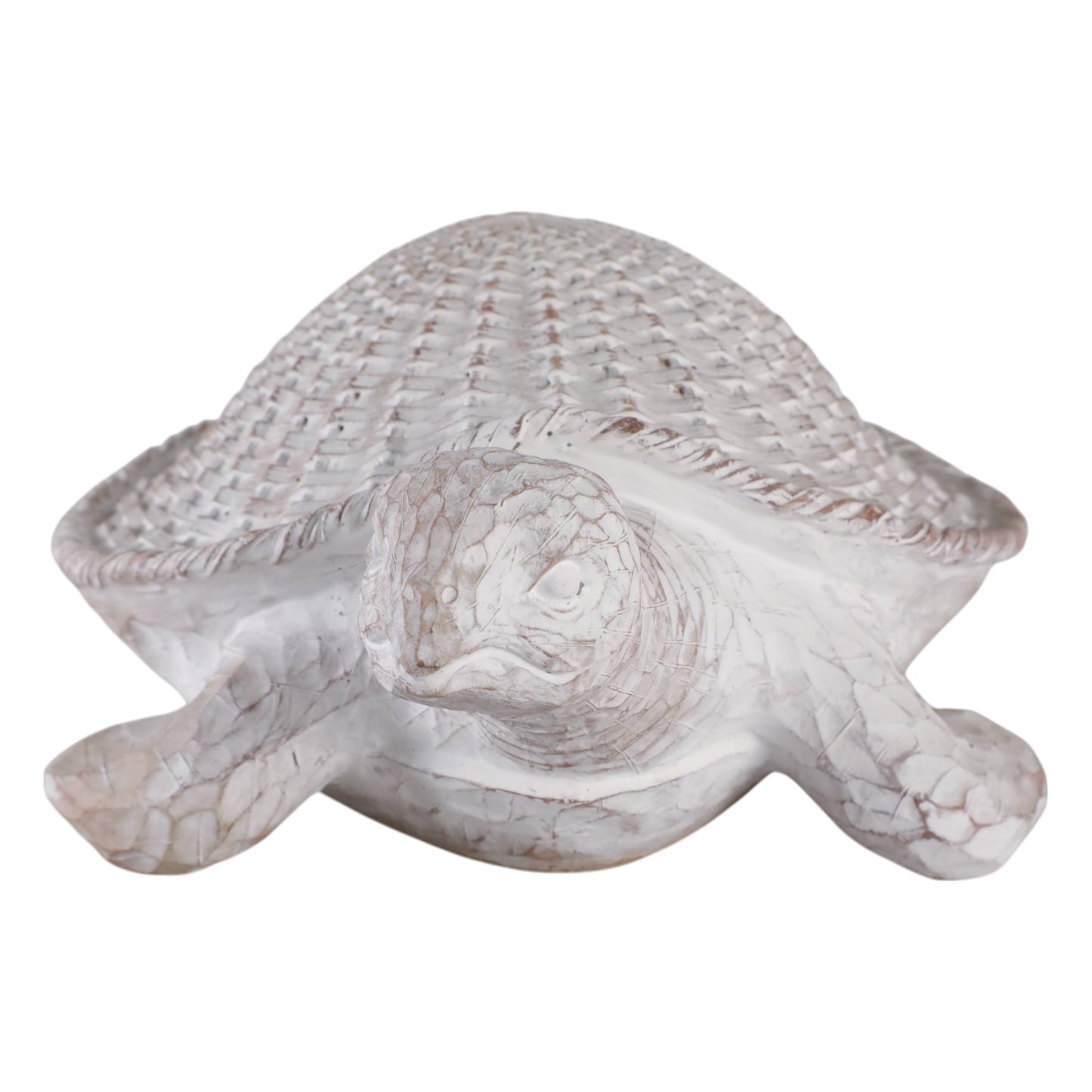 Decorative Figurine - White Resin Coastal Sea Turtle, 5 in.