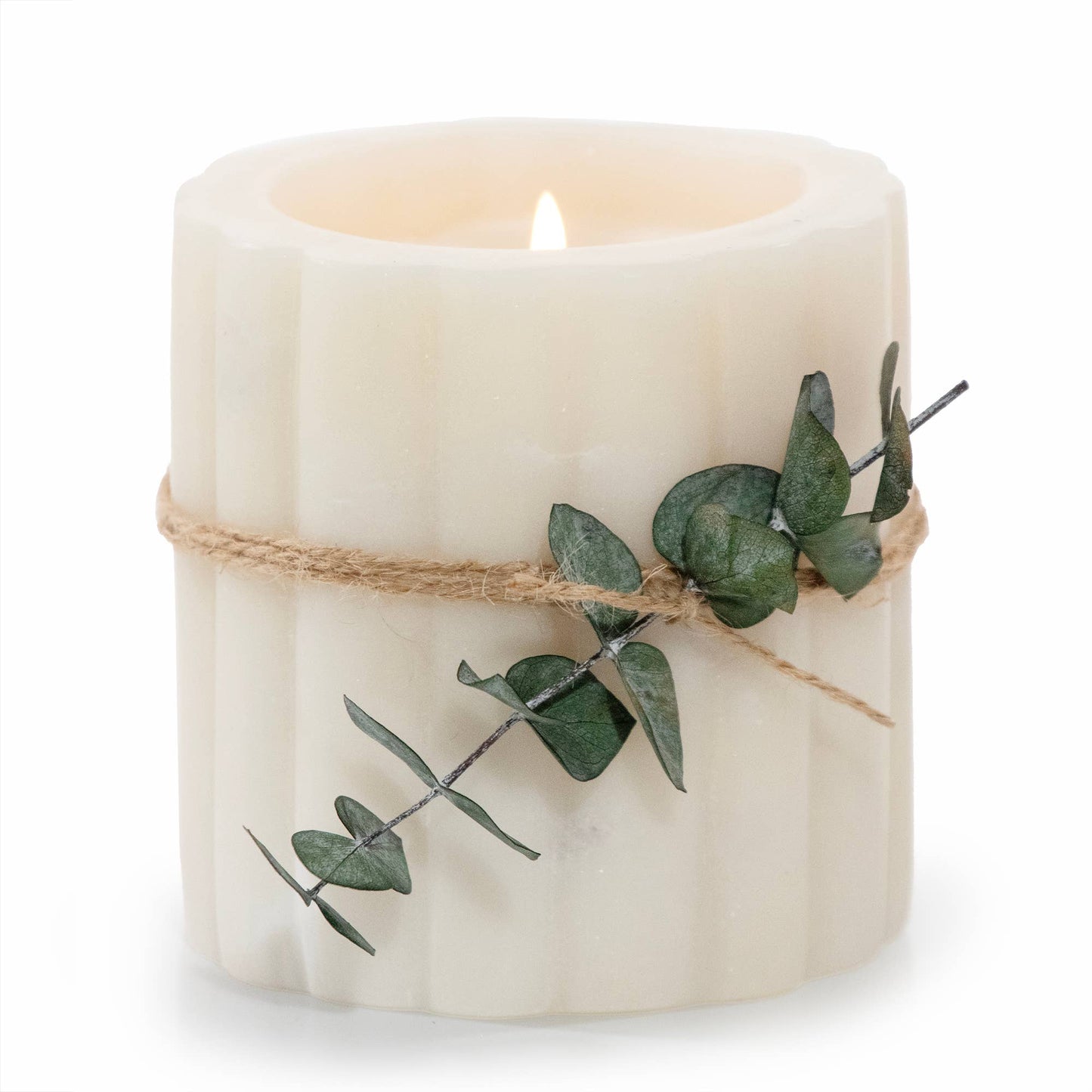 Palo Santo Scented White Marble Candle with Ridges