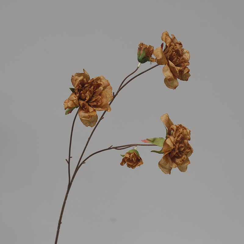 33'' Faux Dried Look Silk Rosa Chinensis Flower Stem