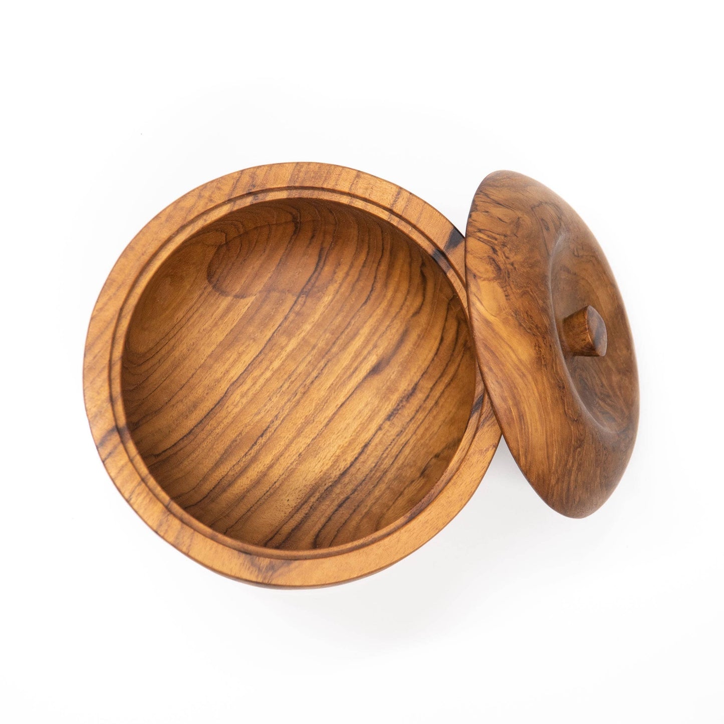 Ripple Teak Wood Bowl with Lid