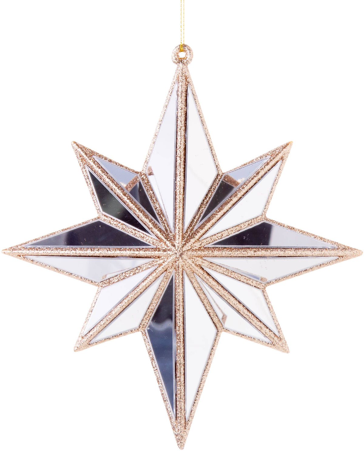 A63132:Mirror Moravian star in champagne gold glitt frame