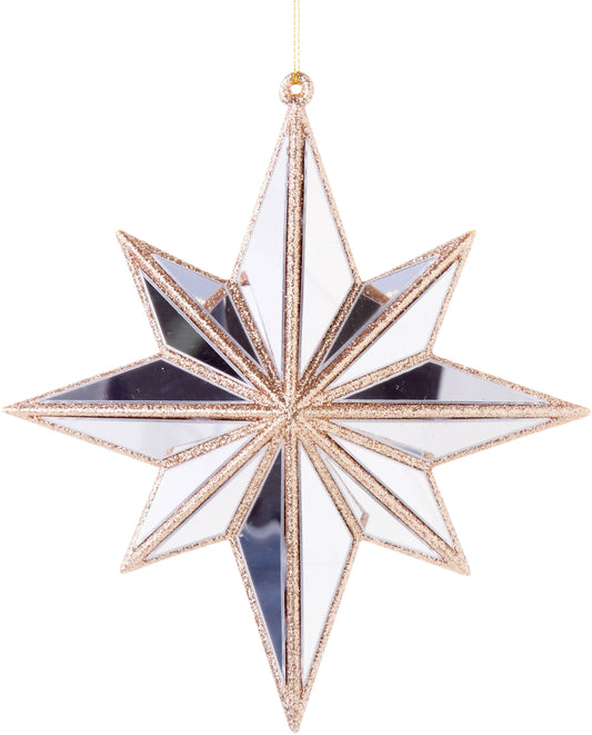 A63132:Mirror Moravian star in champagne gold glitt frame