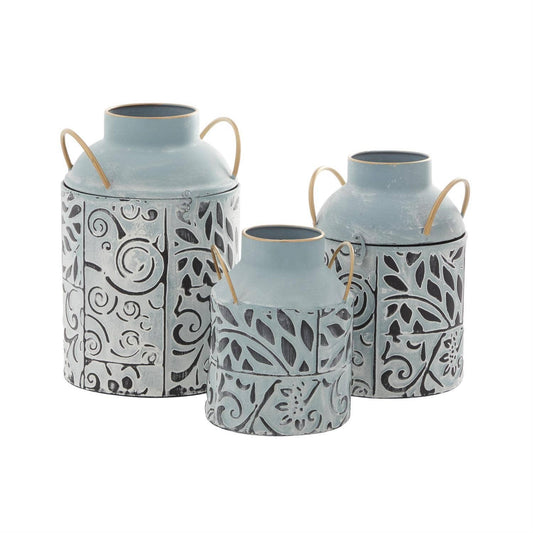 A-92147: METAL JAR SET OF 3 8", 12", 10"H