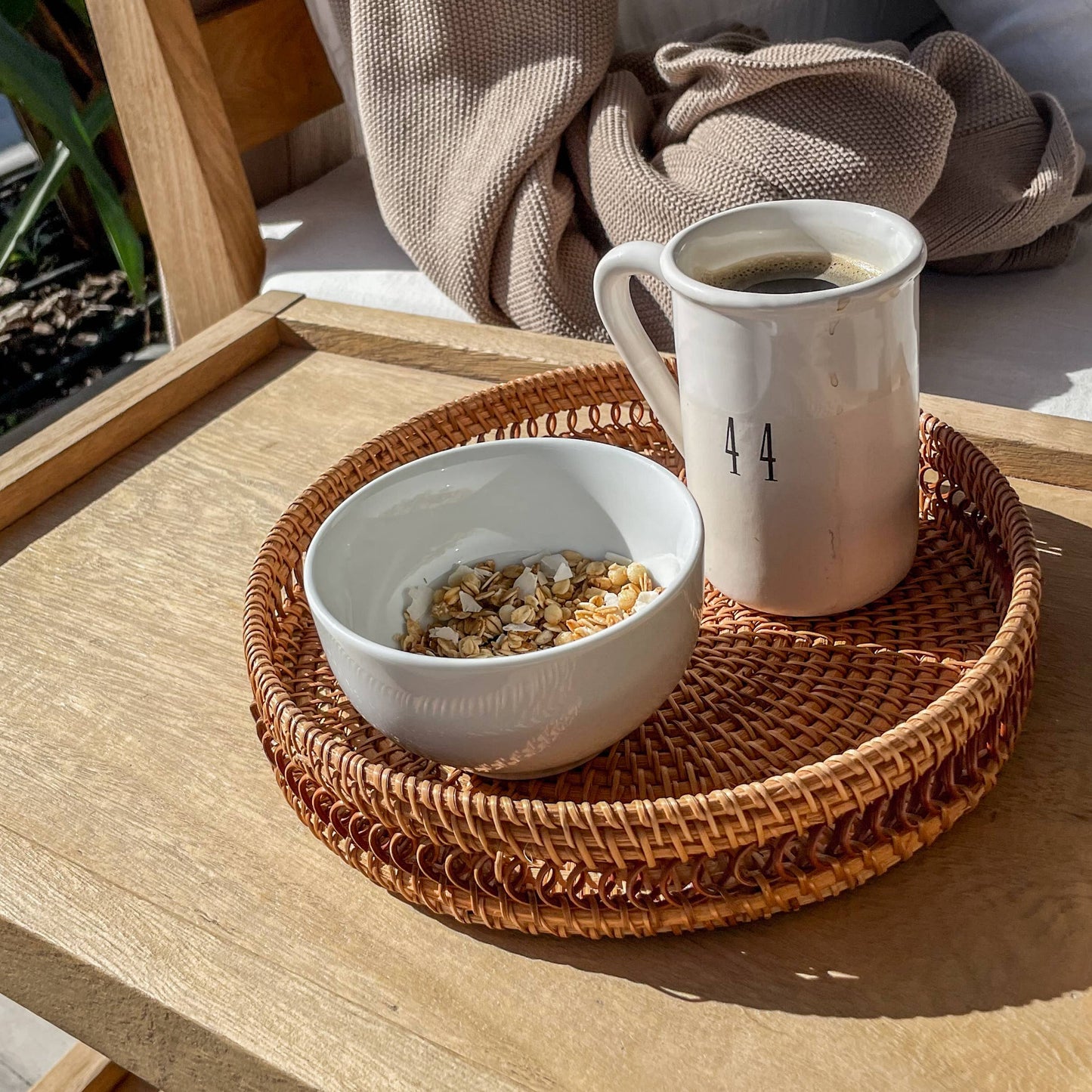 Round Rattan Tabletop Decor - Small