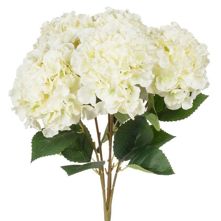 Large 5 Stem Hydrangea Bouquet-White-20"H
