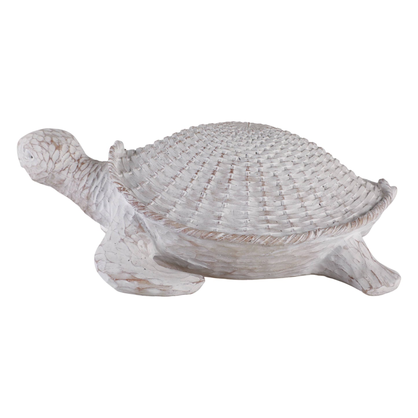 Decorative Figurine - White Resin Coastal Sea Turtle, 5 in.