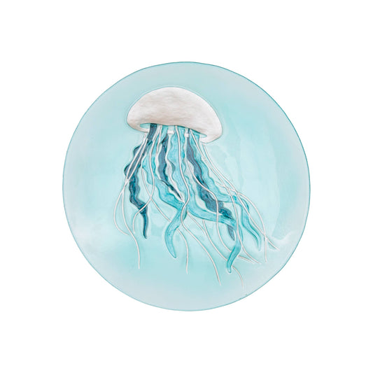 Coastal Sand Jellyfish Slumped Glass Decorative Plate